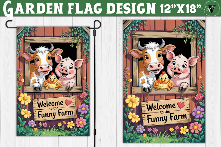 Funny Farm Garden flag | Funny animals Yard Flag