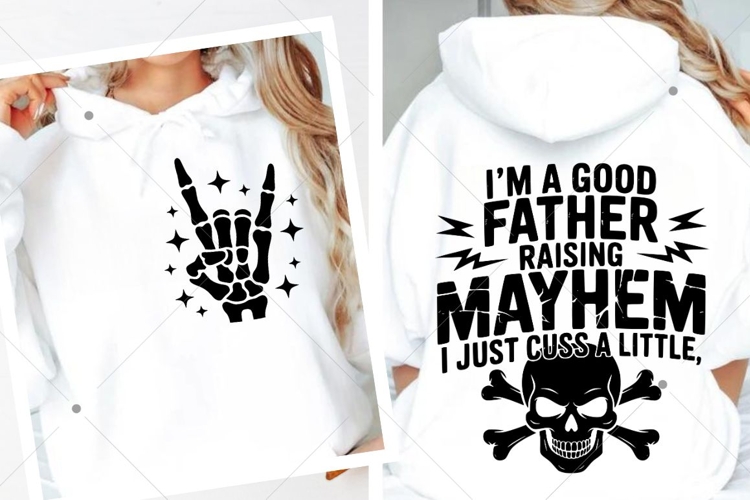 Funny Father Raising Mayhem SVG, Funny Dad Skeleton design example image 1