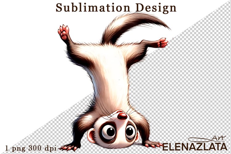 Funny ferret clipart, animals clipart, watercolor example image 1