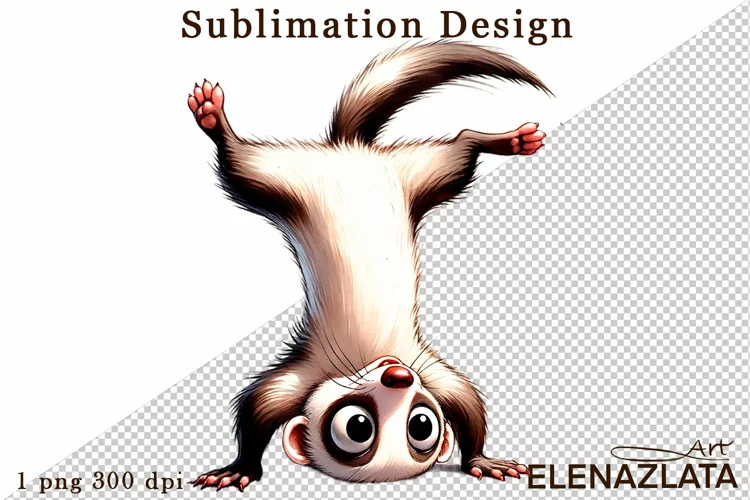 Funny ferret clipart, animals clipart, watercolor