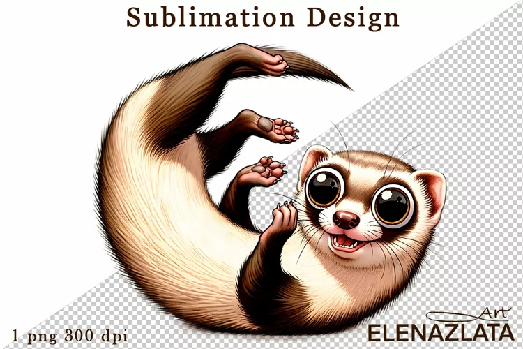 Funny ferret clipart, animals clipart, watercolor