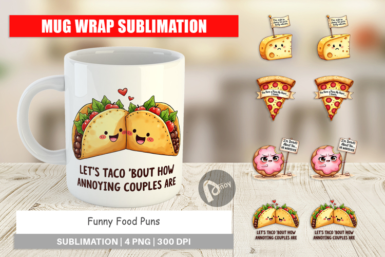 Food Puns Love Bites Mug Wrap