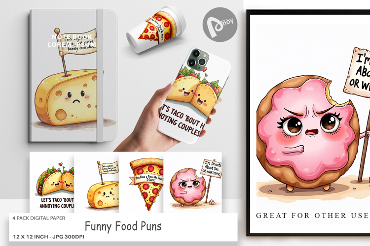 Food Puns Love Bites Digital Paper