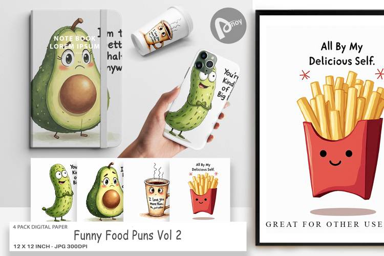 Food Puns Love Bites Digital Paper