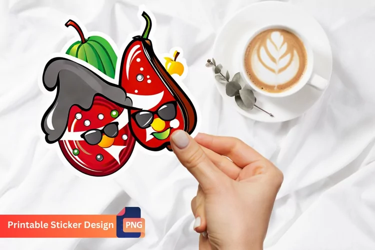 Funny Food Sticker, Kawaii Sticker, Cartoon Food Sticker
