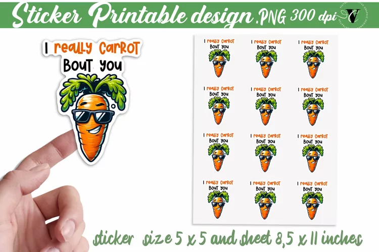 Funny Food Sticker | Funny Food printable design | Carrot
