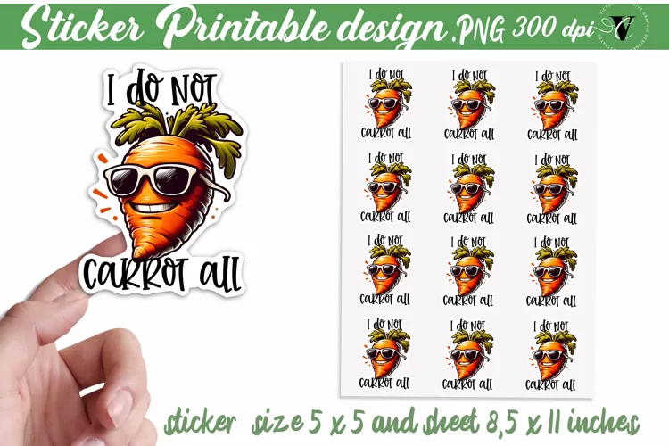 Funny Food Sticker | Funny Food printable design | Carrot