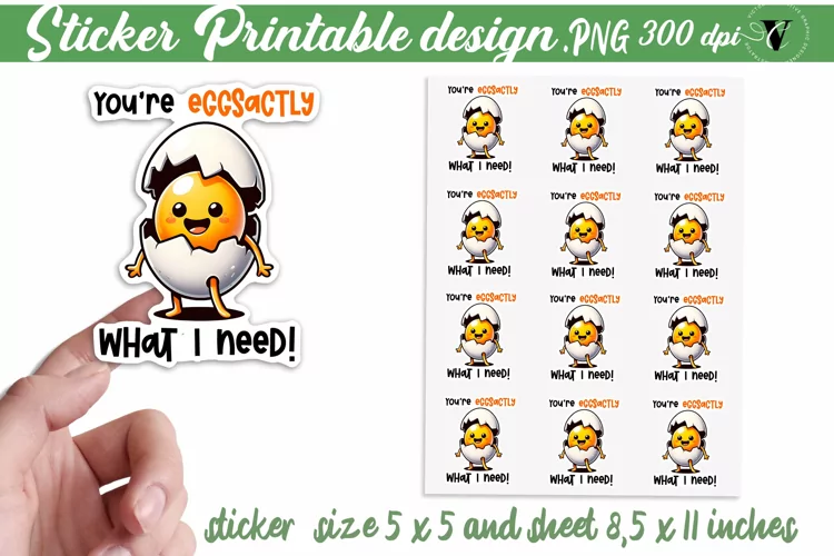 Funny Food Sticker | Funny Food printable design | Egg