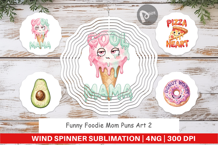 Funny Foodie Mom Puns Wind Spinner