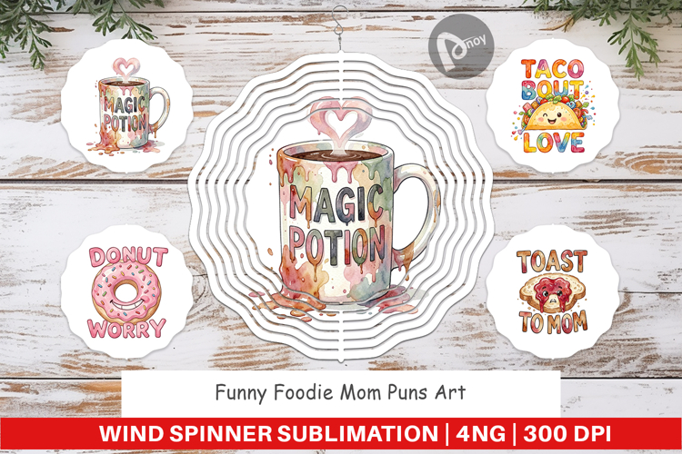 Foodie Mom Puns Wind Spinner