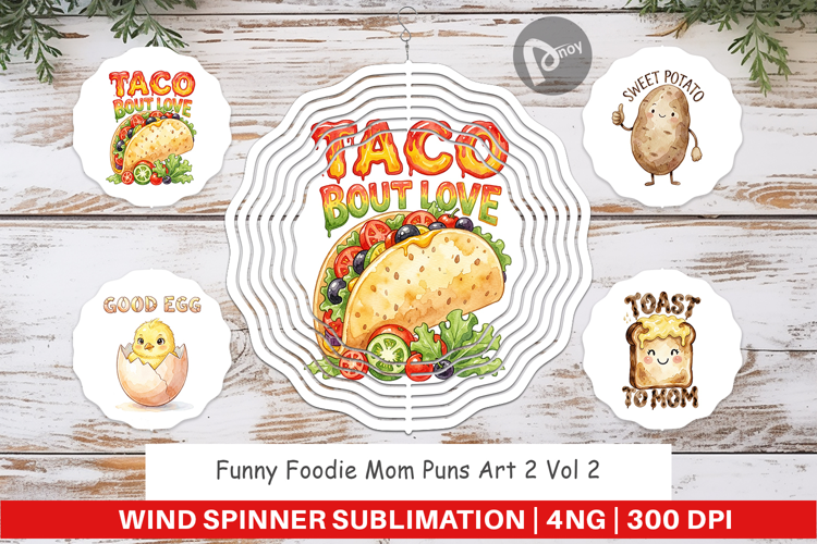 Funny Foodie Mom Puns Wind Spinner