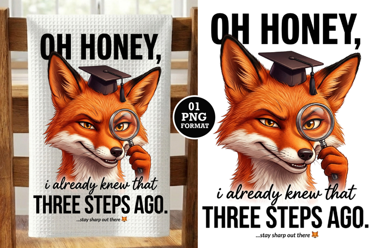 Funny Fox Kitchen Towel Design Png Sublimation