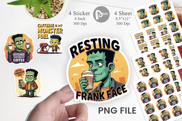 Halloween Frankenstein Coffee Sticker