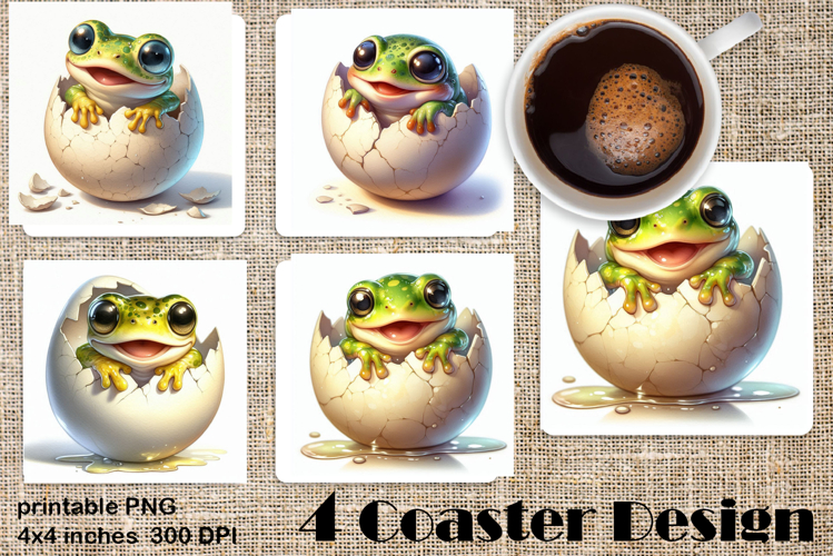 Happy Easter Square Coaster Sublimation. Funny frog