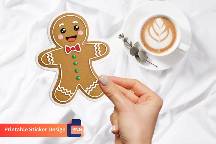 Funny Gingerbread Sticker, Festive Gingerbread Sticker