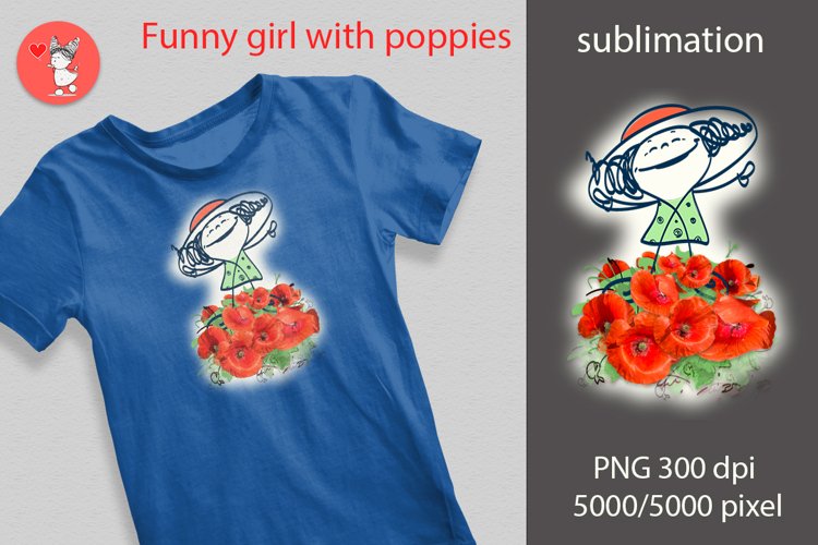 Funny girl with poppies