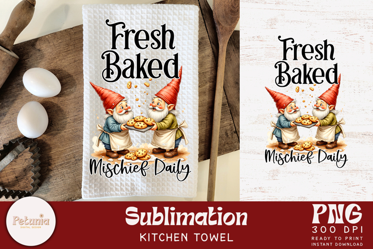 Funny Gnome Kitchen Towel Sublimation | Christmas PNG