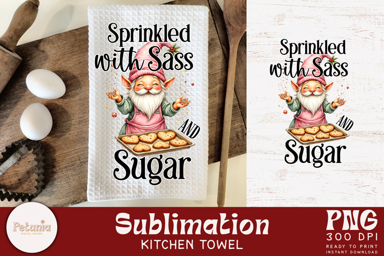 Funny Gnome Kitchen Towel Sublimation | Christmas PNG