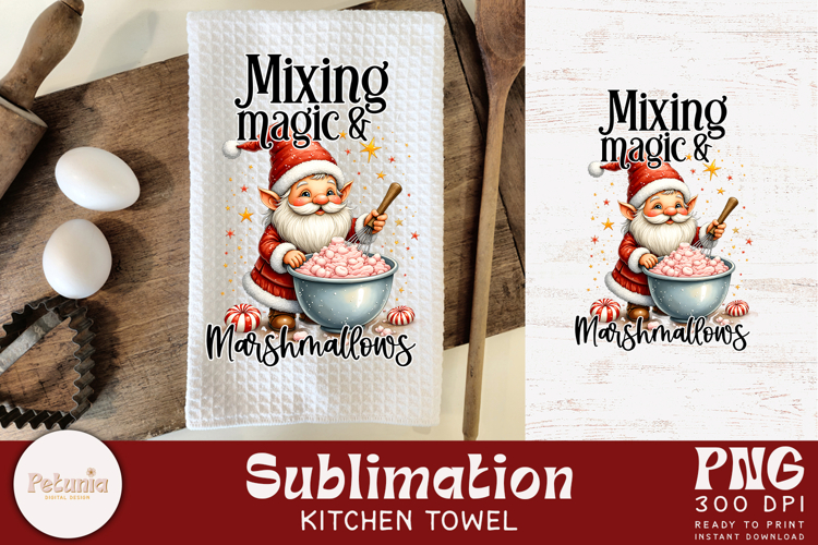 Funny Gnome Kitchen Towel Sublimation | Christmas PNG