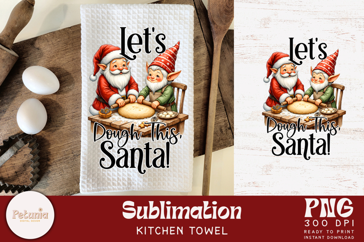 Funny Gnome Kitchen Towel Sublimation | Christmas PNG