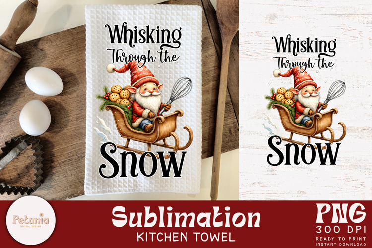 Funny Gnome Kitchen Towel Sublimation | Christmas PNG