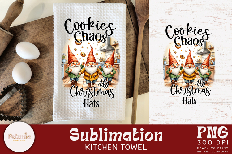 Funny Gnome Kitchen Towel Sublimation | Christmas PNG