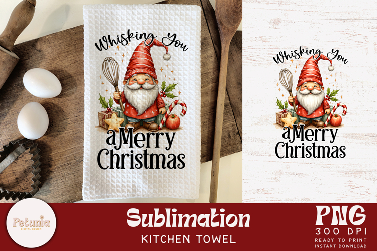 Funny Gnome Kitchen Towel Sublimation | Christmas PNG