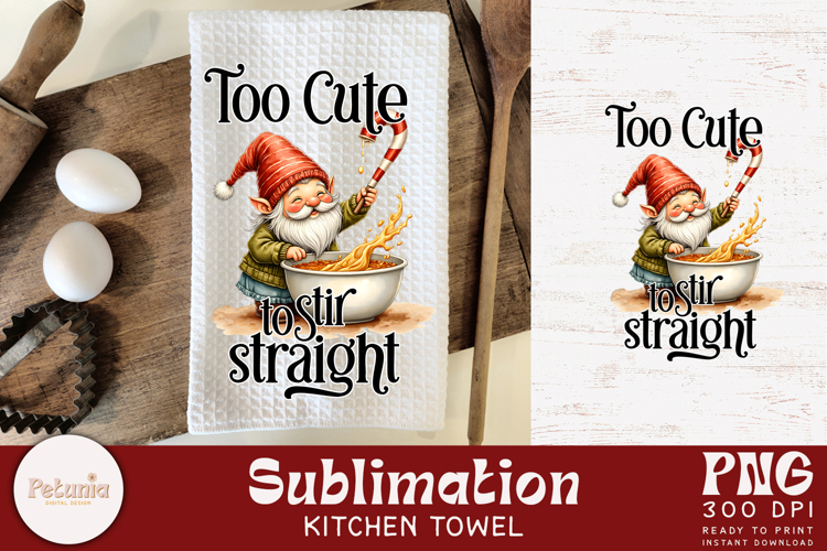 Funny Gnome Kitchen Towel Sublimation | Christmas PNG