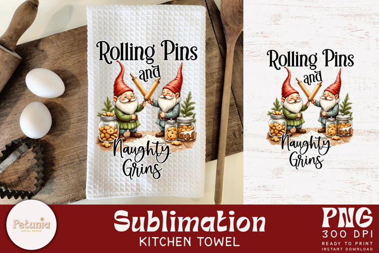 Funny Gnome Kitchen Towel Sublimation | Christmas PNG