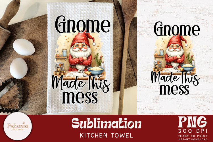 Funny Gnome Kitchen Towel Sublimation | Christmas PNG