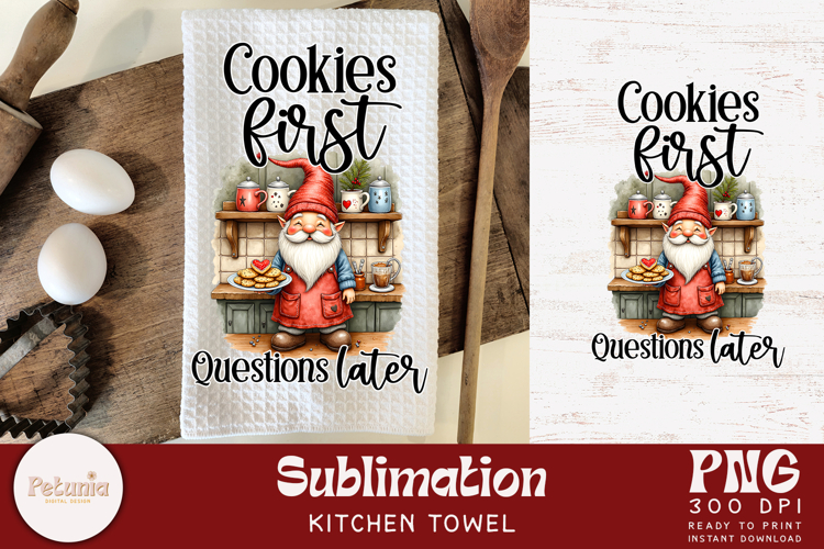 Funny Gnome Kitchen Towel Sublimation | Christmas PNG