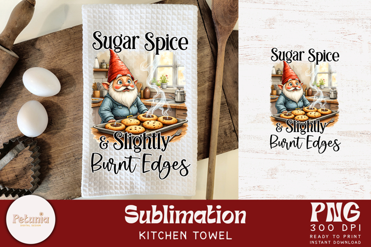 Funny Gnome Kitchen Towel Sublimation | Christmas PNG