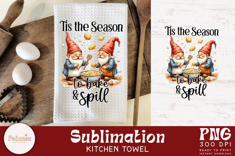 Funny Gnome Kitchen Towel Sublimation | Christmas PNG