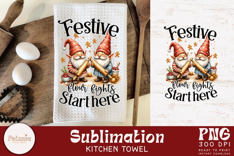 Funny Gnome Kitchen Towel Sublimation | Christmas PNG