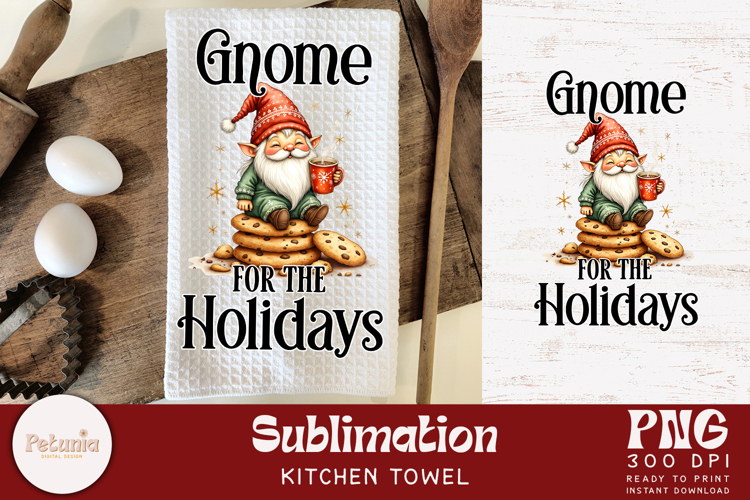 Funny Gnome Kitchen Towel Sublimation | Christmas PNG