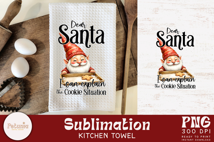 Funny Gnome Kitchen Towel Sublimation | Christmas PNG