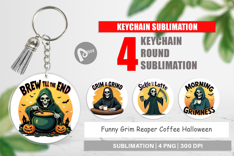 Keychain Halloween Reaper Coffee