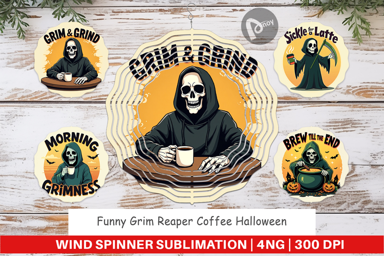 Wind Spinner Halloween Reaper Coffee