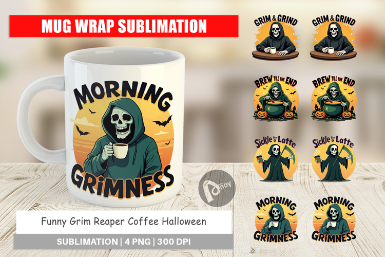 Mug Wrap Halloween Reaper Coffee