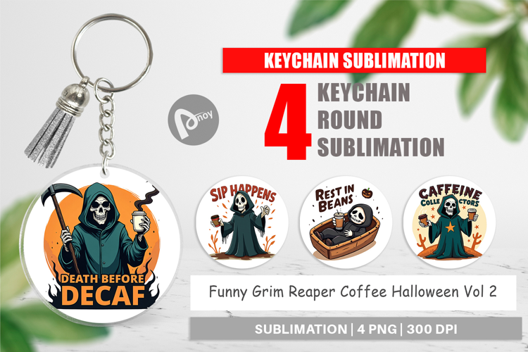 Keychain Halloween Reaper Coffee
