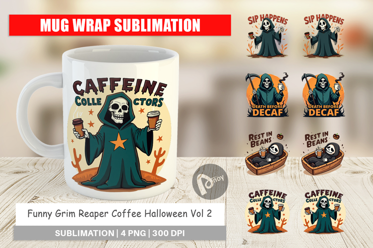 Mug Wrap Halloween Reaper Coffee