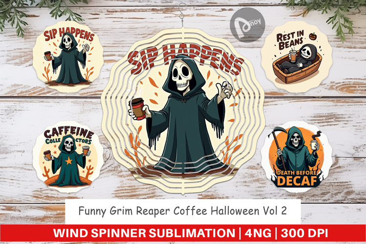 Wind Spinner Halloween Reaper Coffee