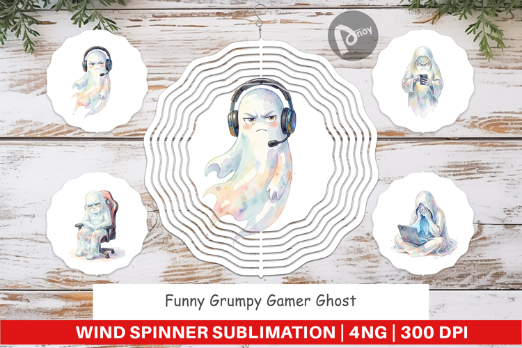 Funny Grumpy Gamer Ghost Wind Spinner
