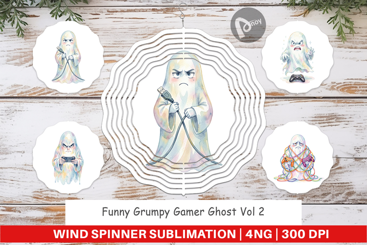 Funny Grumpy Gamer Ghost Wind Spinner