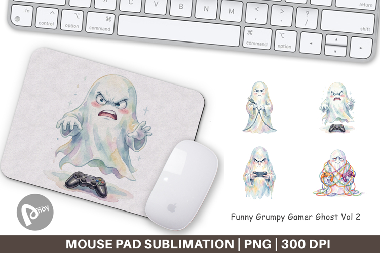 Funny Grumpy Gamer Ghost Mouse Pad