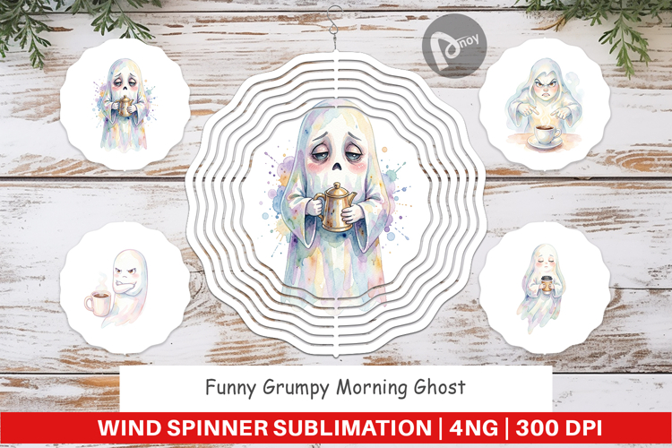 Funny Grumpy Morning Ghost Wind Spinner