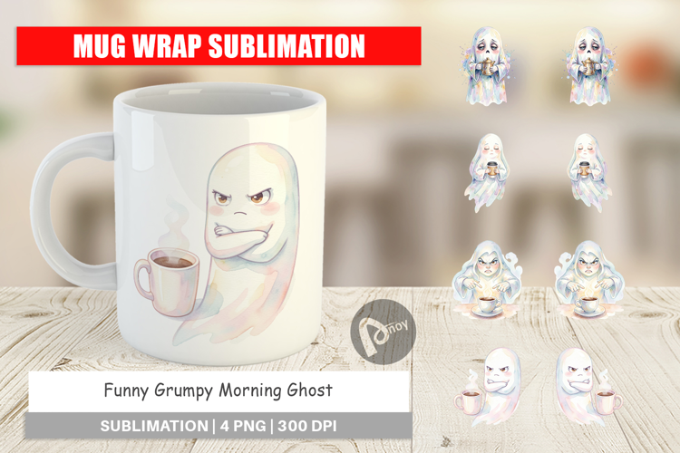 Funny Grumpy Morning Ghost Mug Wrap