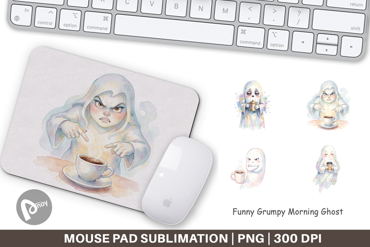 Funny Grumpy Morning Ghost Mouse Pad