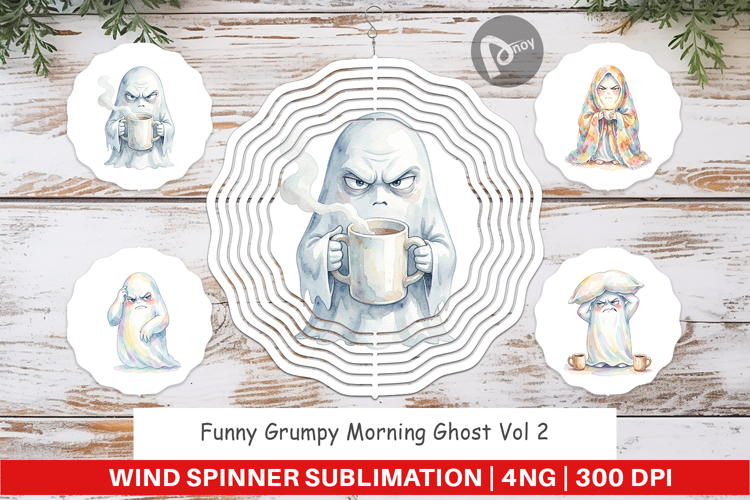 Funny Grumpy Morning Ghost Wind Spinner