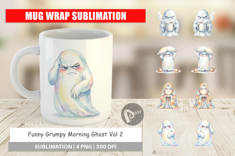 Funny Grumpy Morning Ghost Mug Wrap
